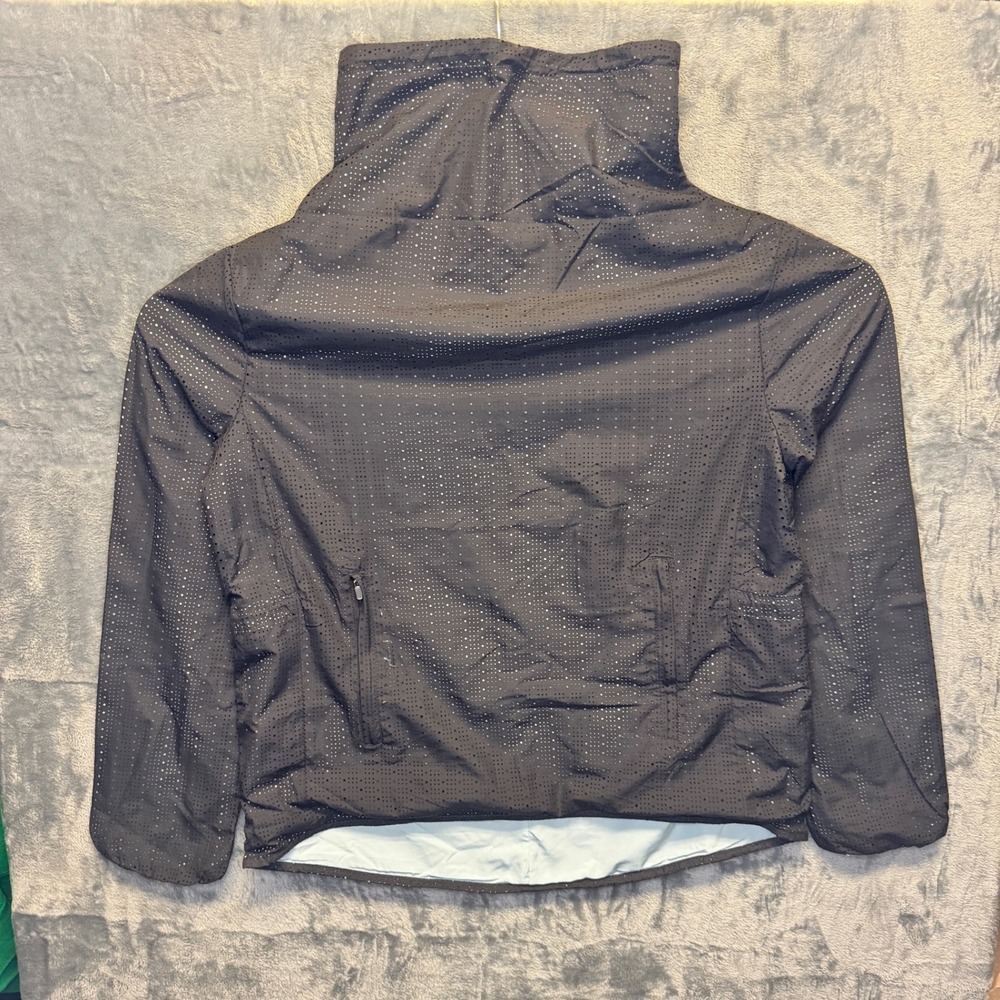2172 | Fabletics Liora Pullover Jacket XS Marsh Gray Blue Perforated Cowl Neck